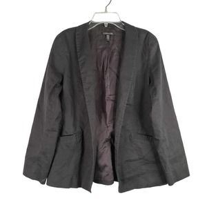 Eileen Fisher Blazer Women's Size 6 Black Silk Lined Raime Open Front